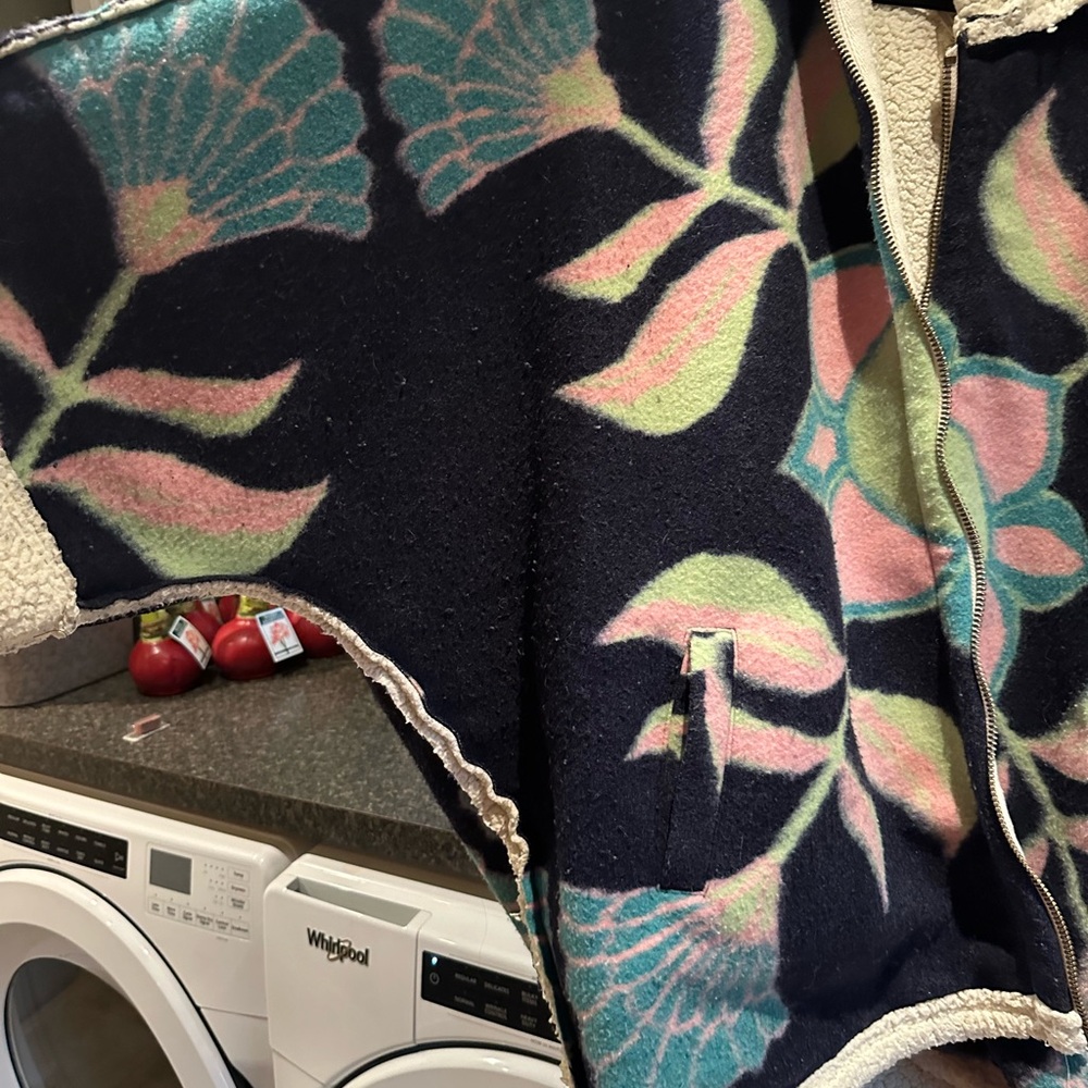 Free People Navy Floral Hooded Coat - image 5